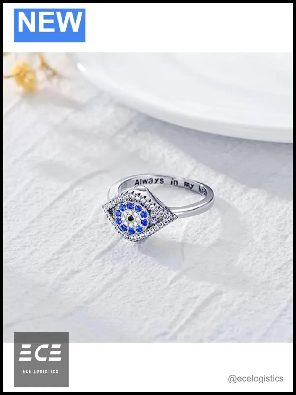 925 Sterling Silver Evil Eye Urn Ring for Ashes Memorial Keepsake Jewelry